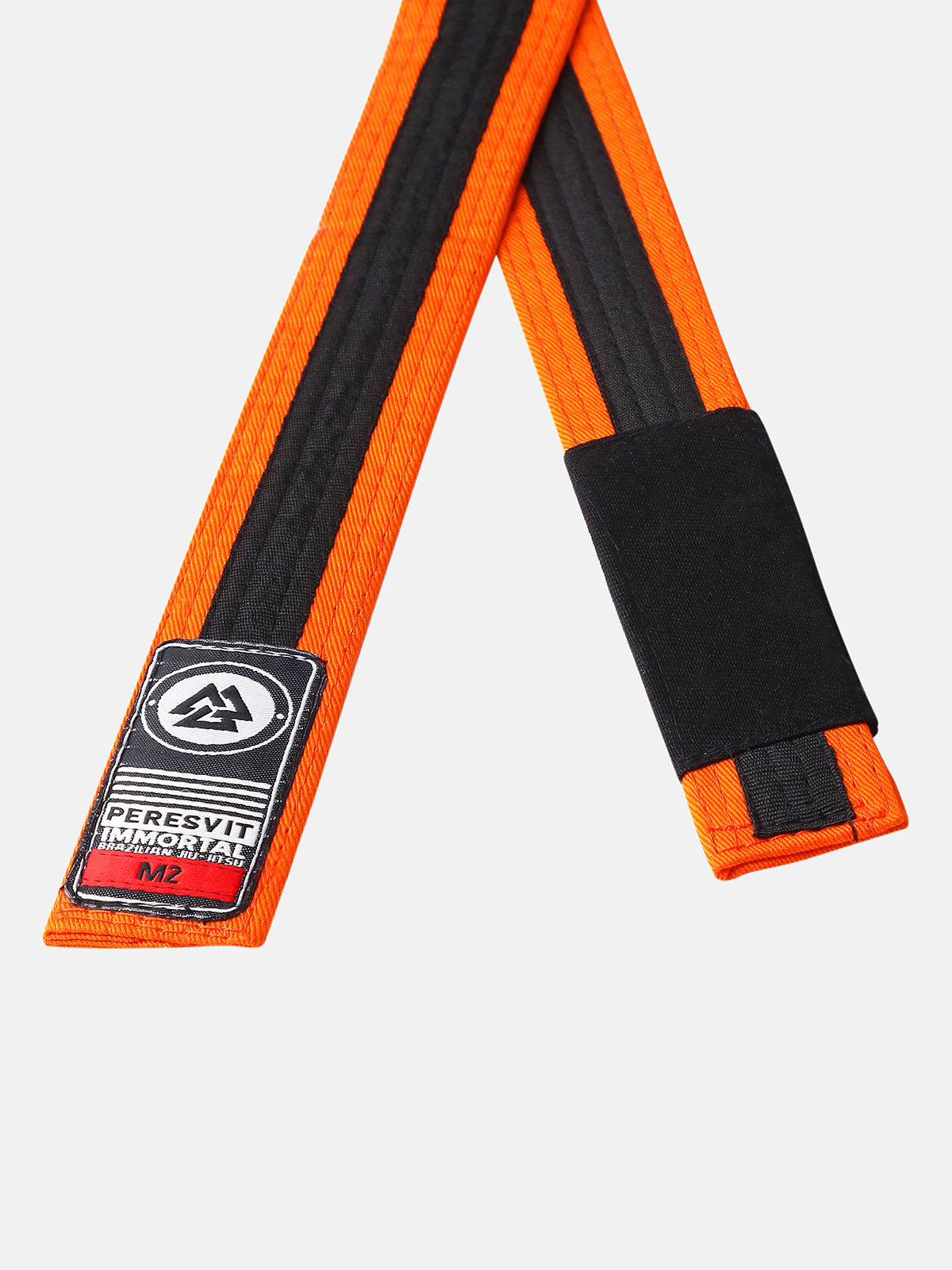 Kids BJJ Gi Belt Orange Black Stripe, Photo № 2